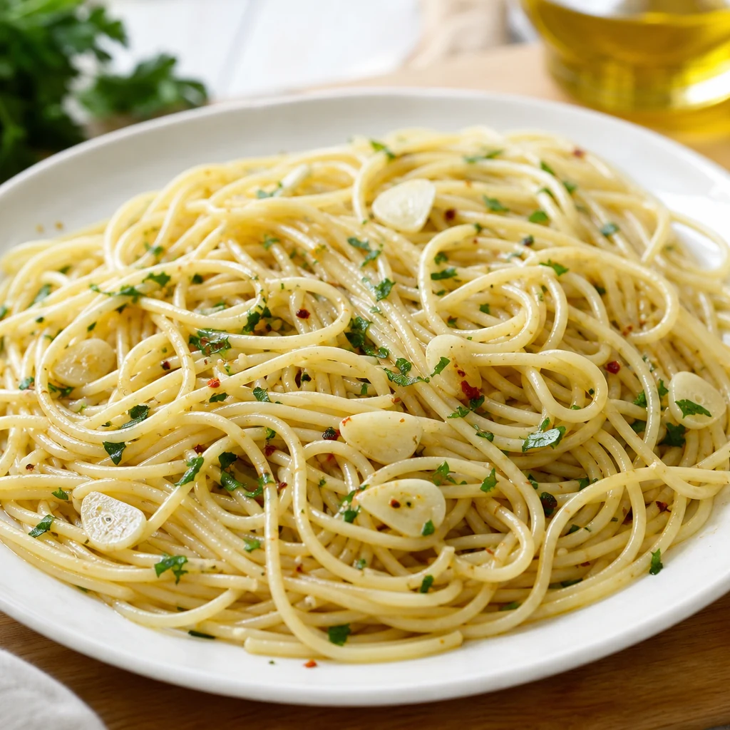 Knoblauch-Nudeln mit Petersilie