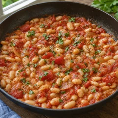 Weiße Bohnen mit Tomaten aus der Dose