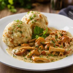 Eierschwammerl mit Semmelknödel